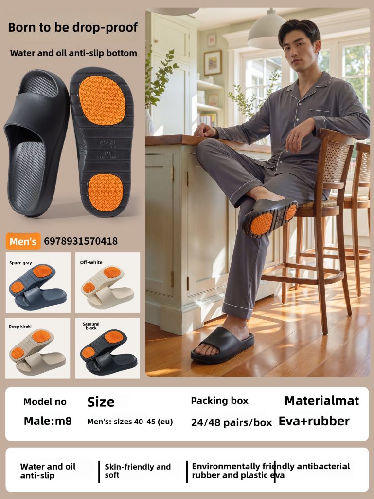 Men's Non Slip Home Slippers | Water & Oil Resistant for Elderly