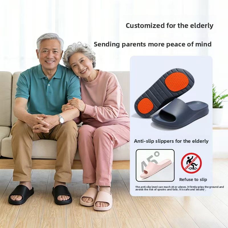 Anti-slip shower slippers with textured sole for elderly safety 